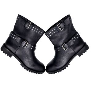 Gianni Bini Leather Studded Adjustable Strap Boots Size Women's 7